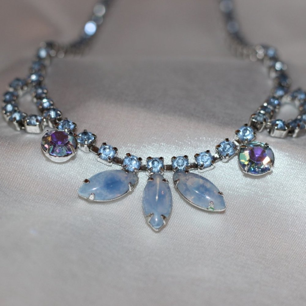 Vintage Blue Aquamarine/Moonstone Wedding Choker